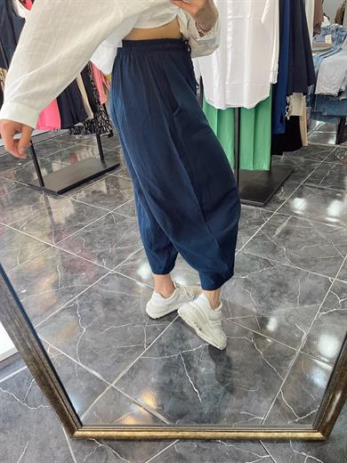 Lacivert Keten Şalvar Pantolon