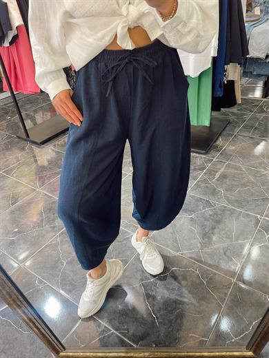 Lacivert Keten Şalvar Pantolon