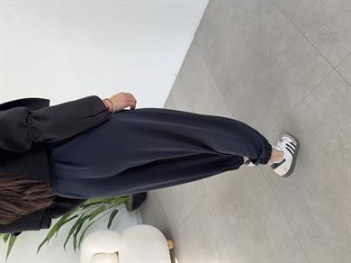 Lacivert Likralı Kemerli Şalvar Pantolon