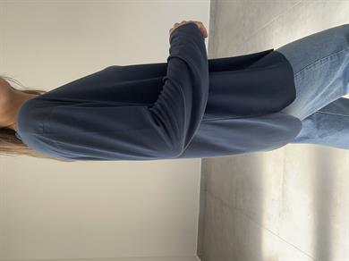 Lacivert Modal Kumaş Uzun Kol Basic