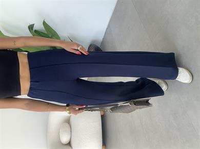 Lacivert Modal Önü Çimalı Palazzo Pantolon