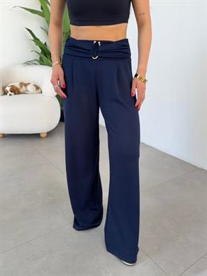 Lacivert Modal Önü Tokalı Pantolon