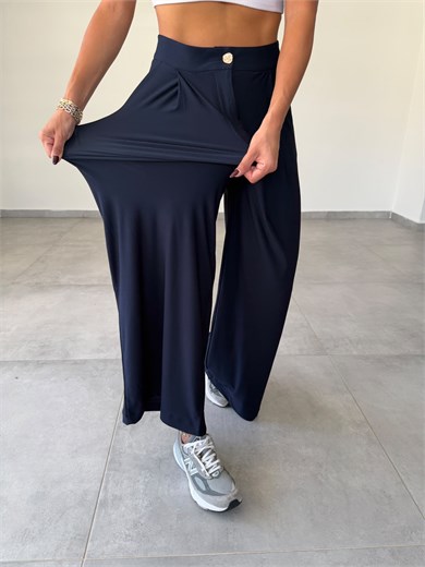 Lacivert Modal Paça Klapalı Arka Çift Cep Pantolon