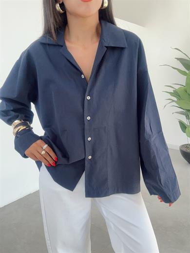 Lacivert Oversize Gömlek