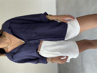 Lacivert Oversize Gömlek