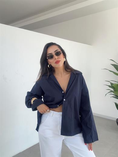 Lacivert Oversize Gömlek