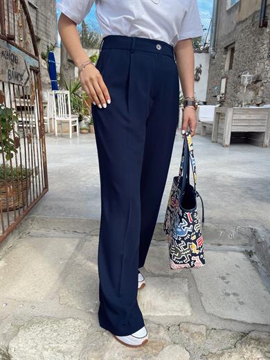 Lacivert Palazzo Pantolon