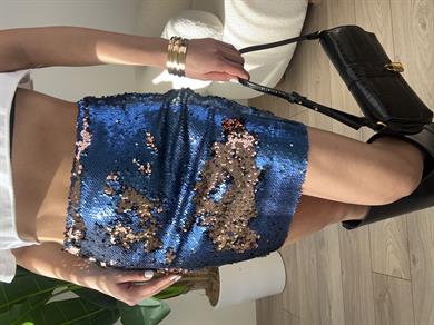 Lacivert Payet Mini Etek