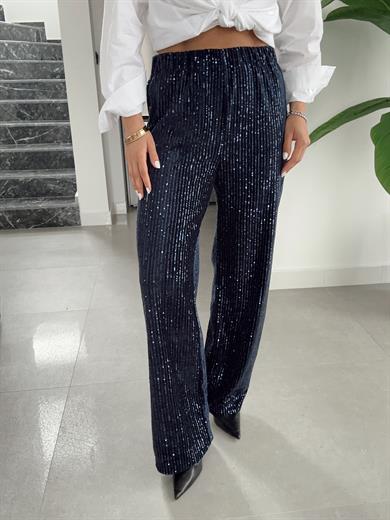 Lacivert Pullu Bol Paça Pantolon