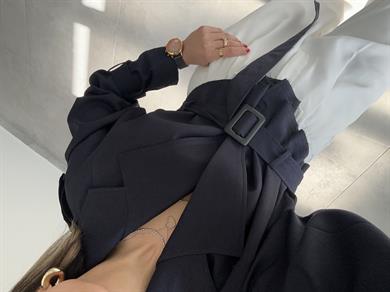 Lacivert Reglan Kısa Ceket