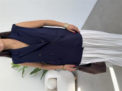 Lacivert Scuba Krep Cep Kapaklı Yelek