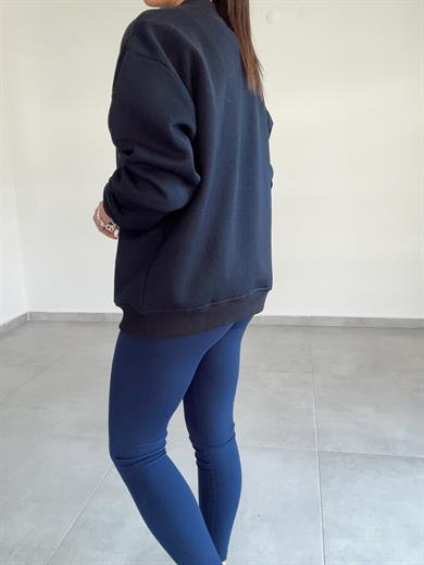 Lacivert Tedy Nakışlı Sweat