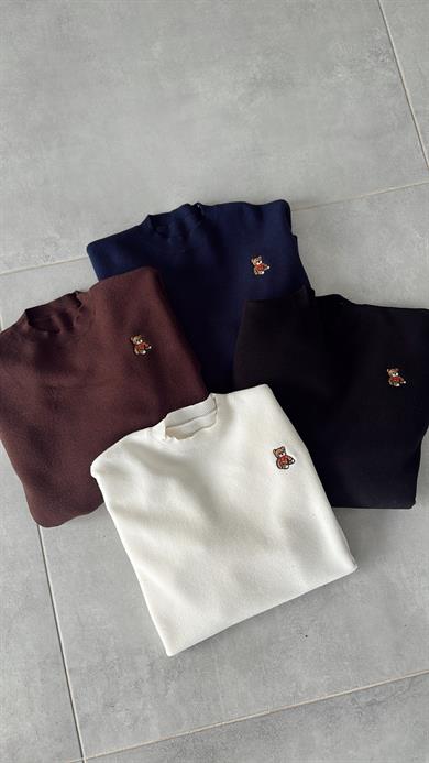 Lacivert Tedy Nakışlı Yumoş Triko