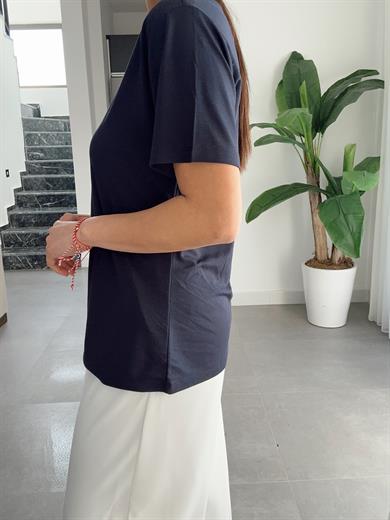 Lacivert V Yaka Modal Tişört