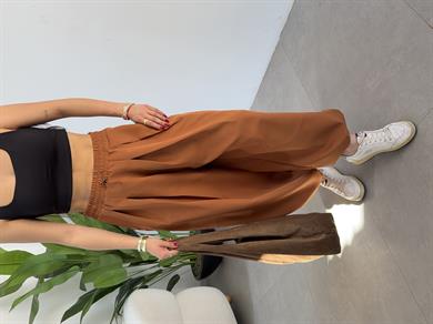 Ledia Kremit Dabıl Pileli Paçası Lastikli Pantolon