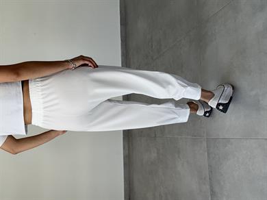 Lena Beyaz Paça Pileli Pantolon