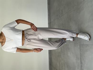 Lena Gri Paça Pileli Pantolon