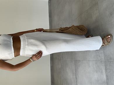 Leon Beyaz Müslin Pantolon