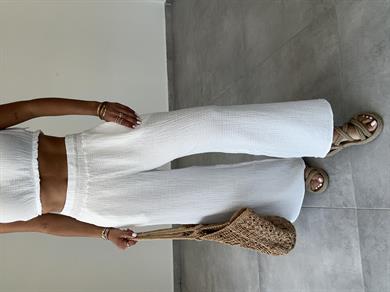 Leon Beyaz Müslin Pantolon