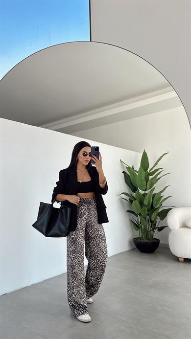 Leopar Bol Paça Pantolon