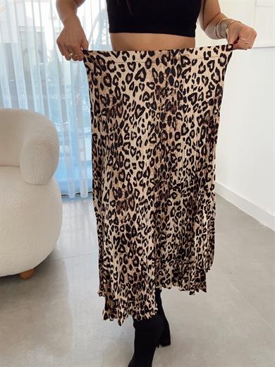 Leopar Desen Beli Lastikli Etek