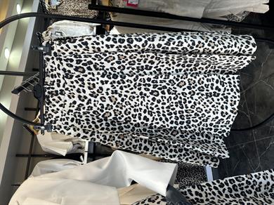 Leopar Desen Midi Boy Pileli Etek
