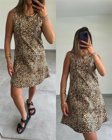 Leopar Desenli Elbise