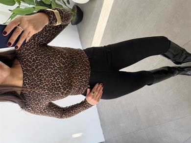 Leopar Desenli Kaşmir Bluz