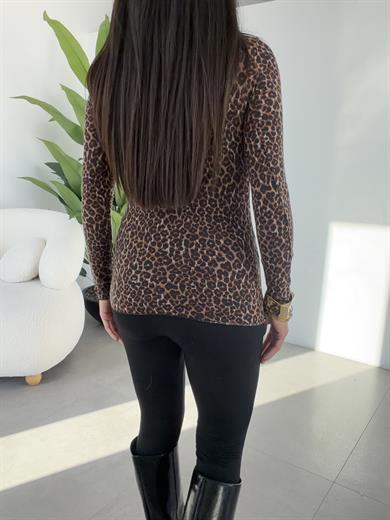 Leopar Desenli Kaşmir Bluz