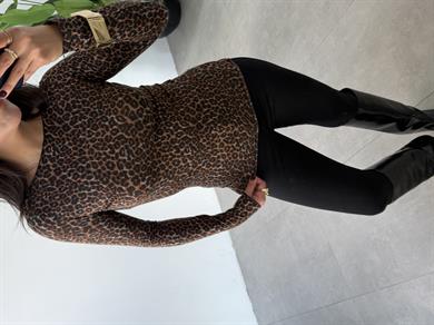 Leopar Desenli Kaşmir Bluz