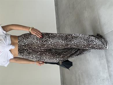 Leopar Desenli Viskon Bol Paça Pantolon