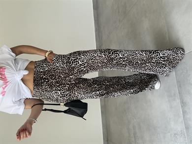 Leopar Desenli Viskon Bol Paça Pantolon