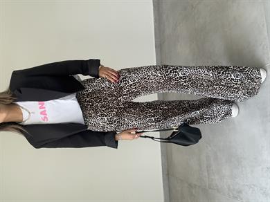 Leopar Desenli Viskon Bol Paça Pantolon