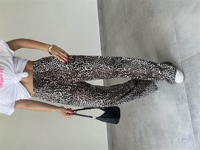 Leopar Desenli Viskon Bol Paça Pantolon