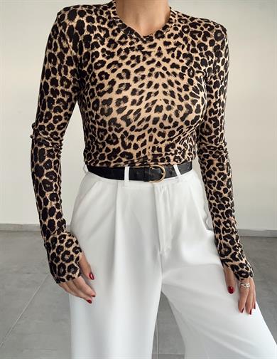 Leopar Parmak Geçirmeli Badi