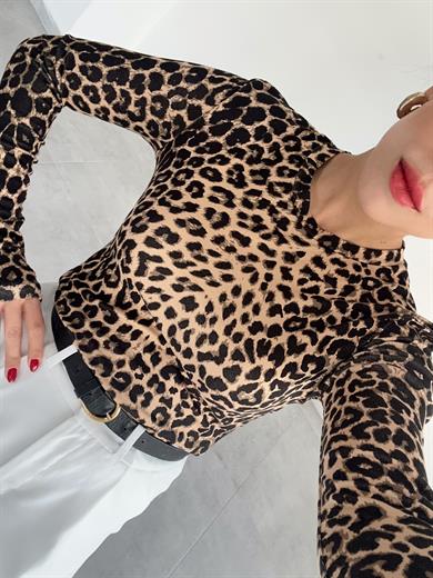 Leopar Parmak Geçirmeli Badi