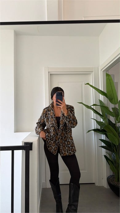Leopar Vatkalı Ceket