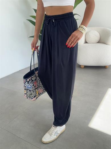 Liya Lacivert Modal Kumaş Tasarım Şalvar