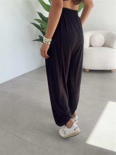 Liya Siyah Modal Kumaş Tasarım Şalvar