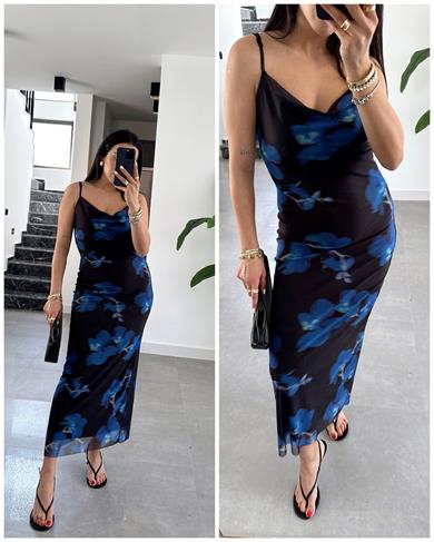 Losi Askılı Likralı Tül Elbise-1