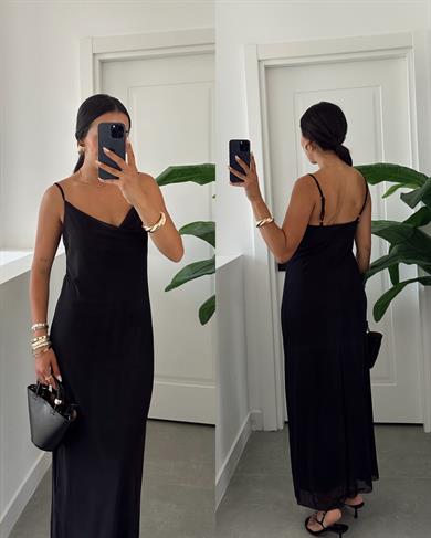 Losi Askılı Likralı Tül Elbise-9