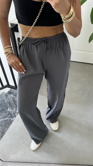 M-D Antrasit Tensel İnce Kemerli Pantolon