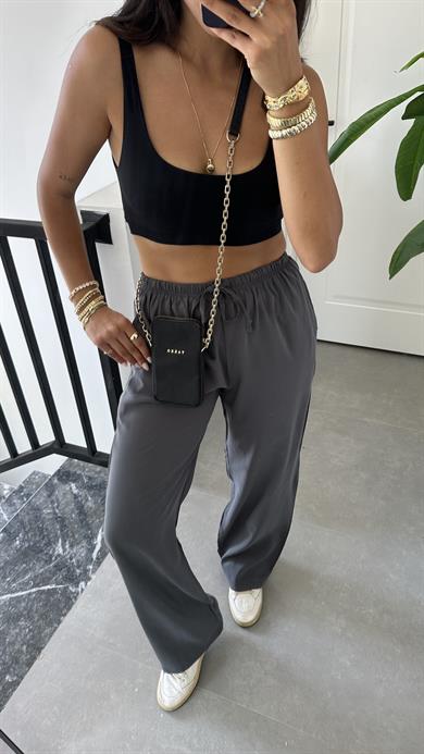 M-D Antrasit Tensel İnce Kemerli Pantolon