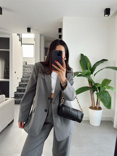 M-D Antrasit Vatkalı Blazer