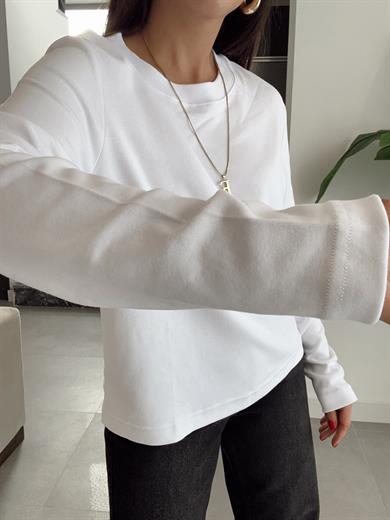 M-D Beyaz Uzun Kol Basic