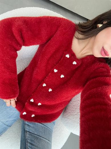 M-D Bordo Kalp Düğme Yumoş Hırka