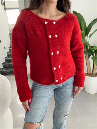 M-D Bordo Kalp Düğme Yumoş Hırka