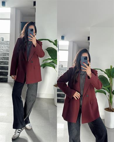 M-D Bordo Vatkalı Blazer