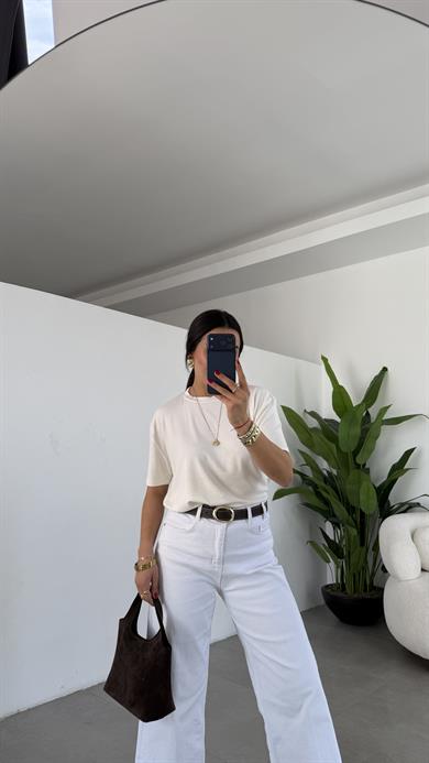 M-D Ekru İnterlok Bisiklet Yaka Basic