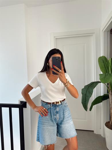 M-D Ekru V Yaka Basic Tshirt